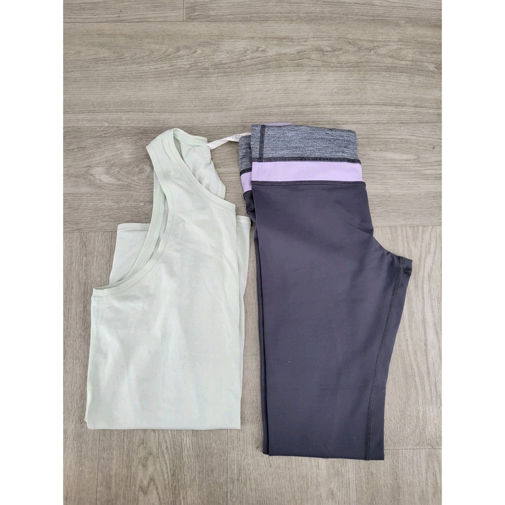 Lululemon Sculpt Open Back Tank Top & Low Rise Leggings Active Gym Size 4